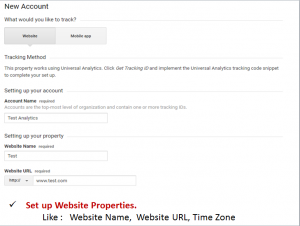 set up of google analytics 